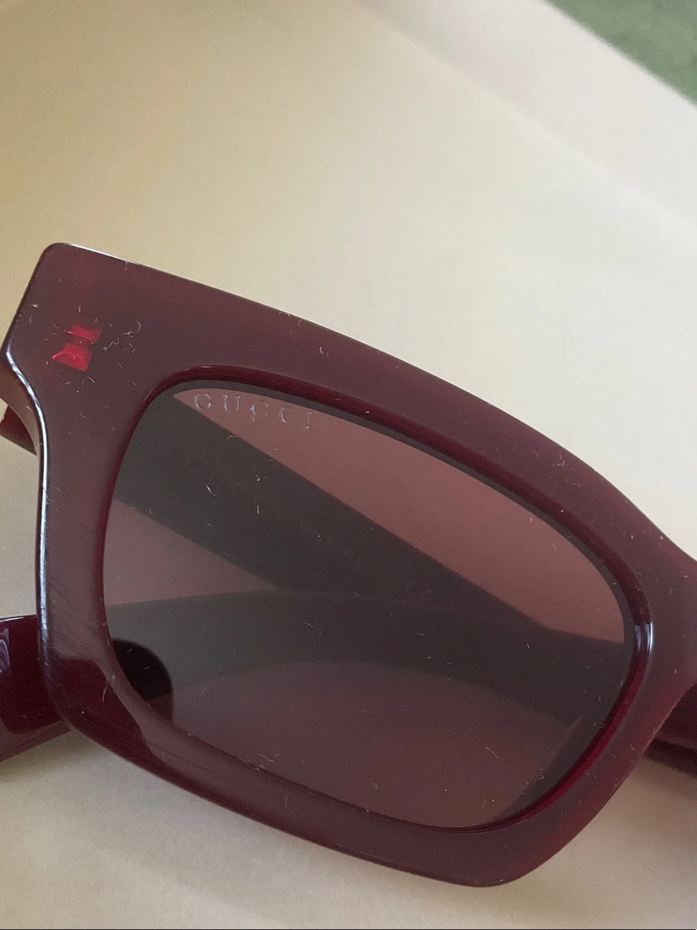 Gucci Burgundy Rectangular Women's Sunglasses